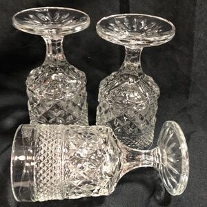 Vtg 3 Anchor Hocking Wexford Claret Wine Goblets Circa 60's Discontinued